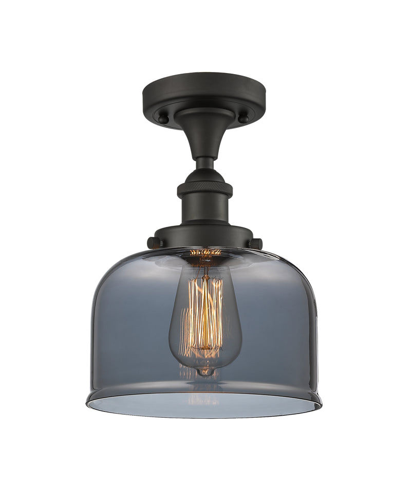 Bell Semi-Flush Mount shown in the Oil Rubbed Bronze finish with a Plated Smoke shade