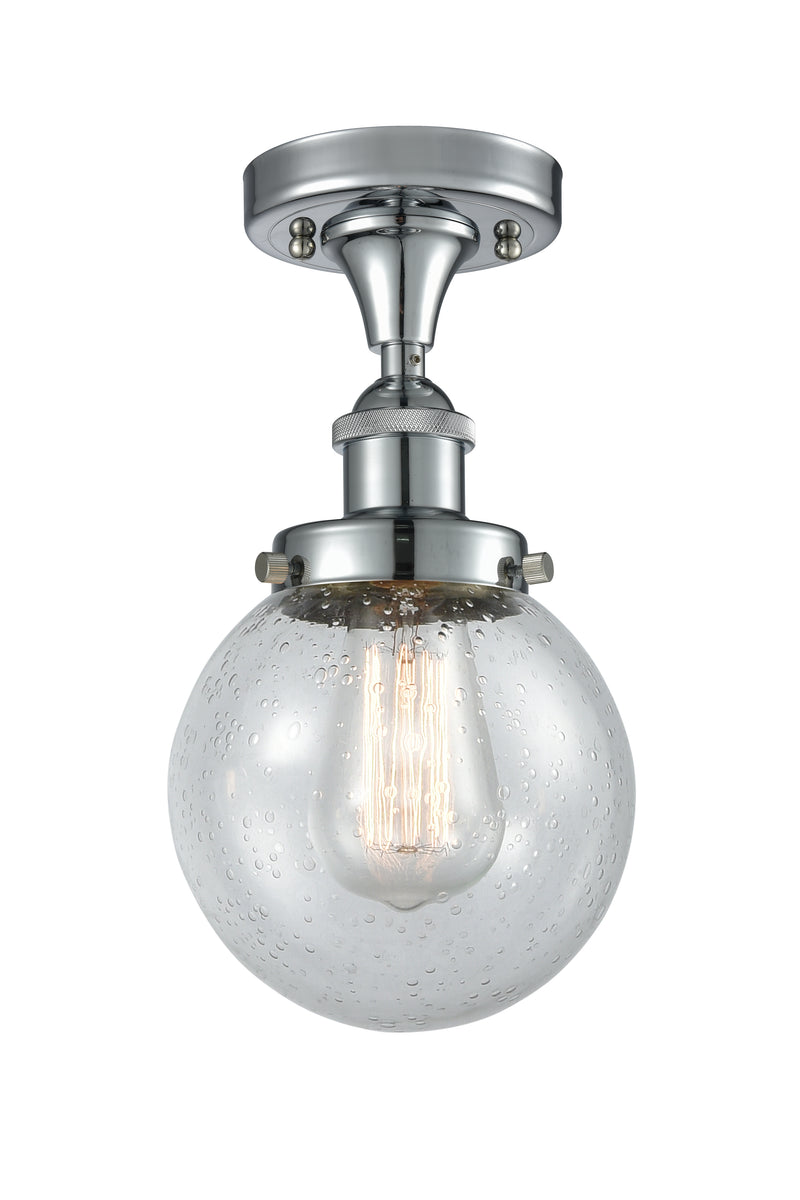 Beacon Semi-Flush Mount shown in the Polished Chrome finish with a Seedy shade