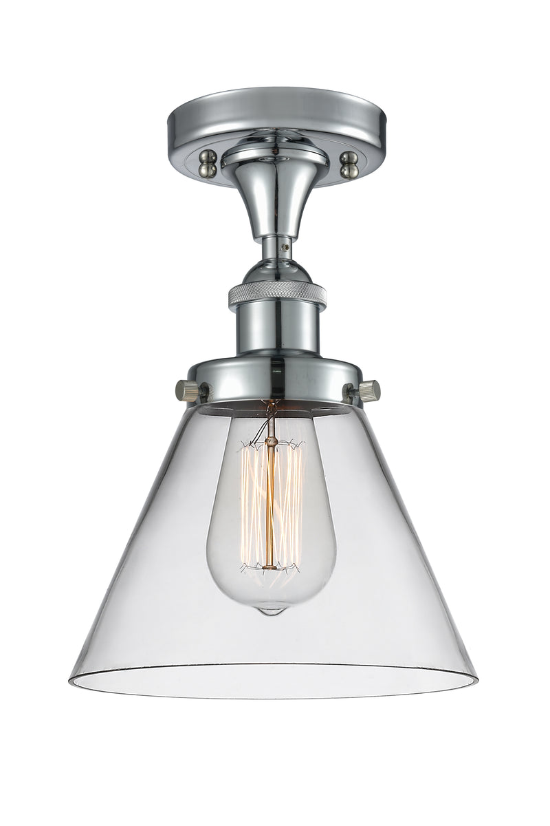 Cone Semi-Flush Mount shown in the Polished Chrome finish with a Clear shade