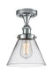 Cone Semi-Flush Mount shown in the Polished Chrome finish with a Clear shade