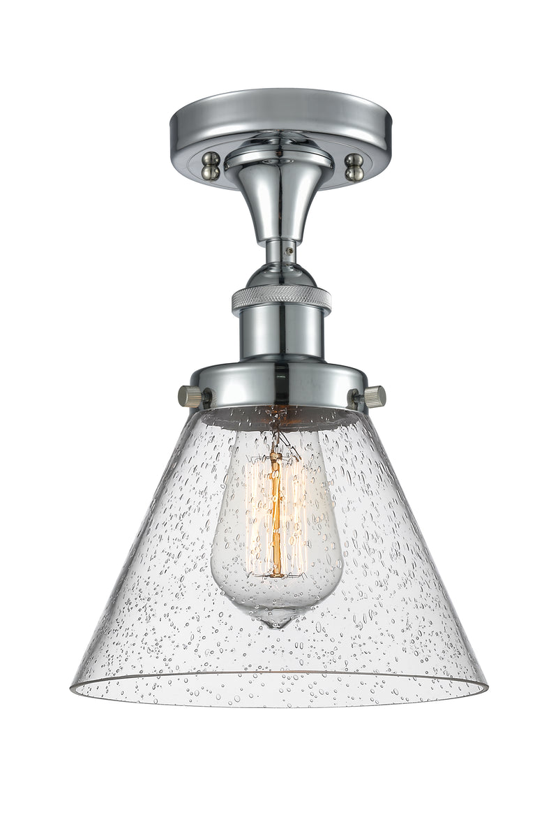 Cone Semi-Flush Mount shown in the Polished Chrome finish with a Seedy shade