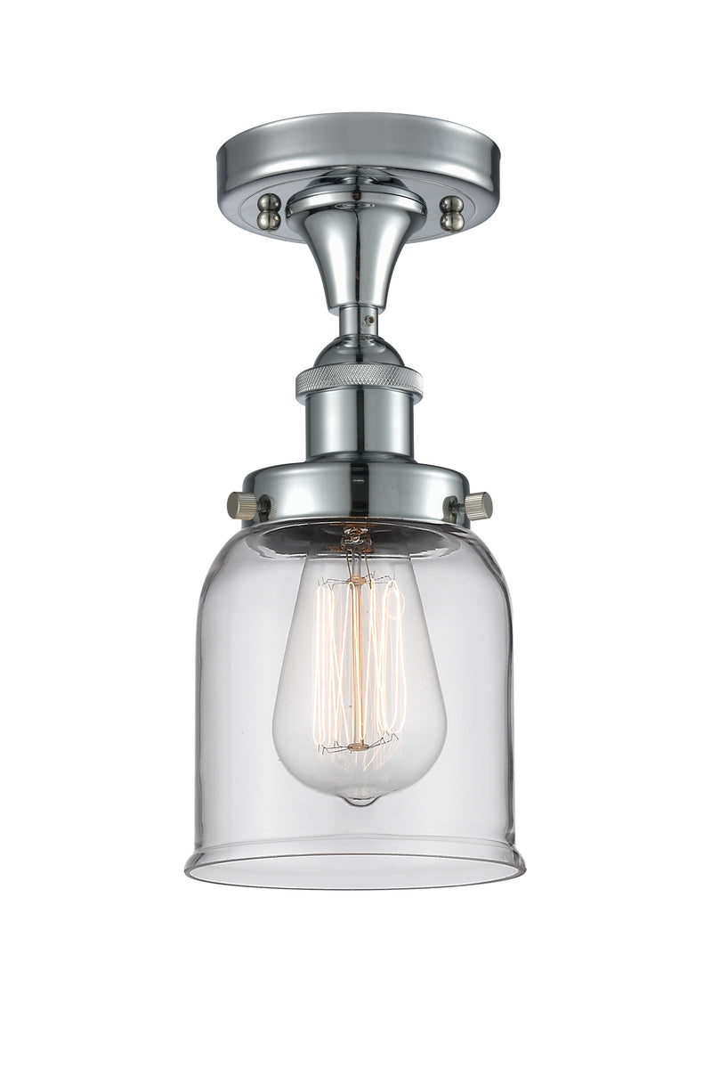 Bell Semi-Flush Mount shown in the Polished Chrome finish with a Clear shade