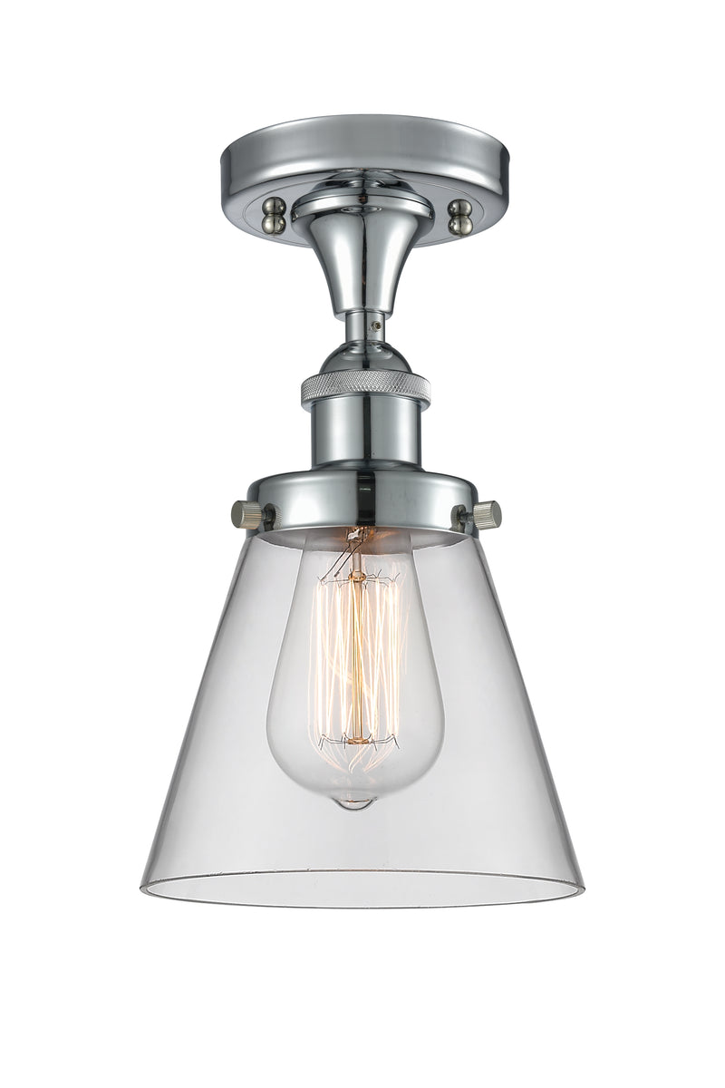 Cone Semi-Flush Mount shown in the Polished Chrome finish with a Clear shade