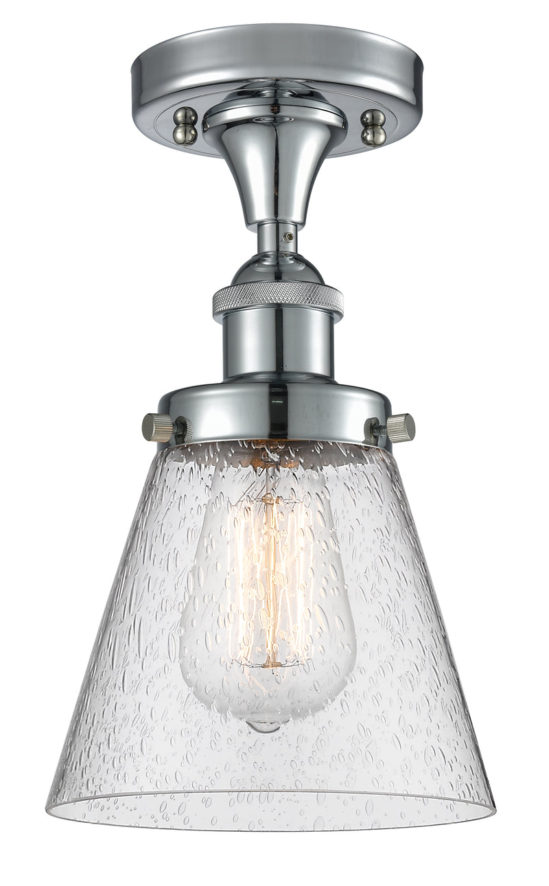 Cone Semi-Flush Mount shown in the Polished Chrome finish with a Seedy shade