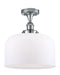 Bell Semi-Flush Mount shown in the Polished Chrome finish with a Matte White shade