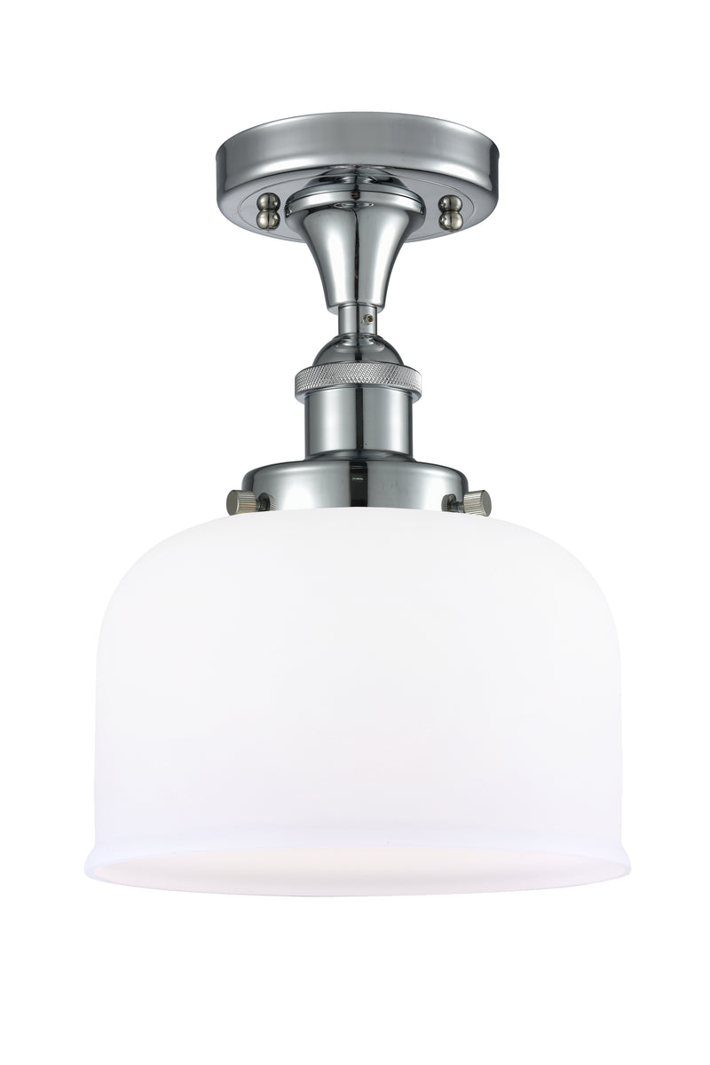 Bell Semi-Flush Mount shown in the Polished Chrome finish with a Matte White shade