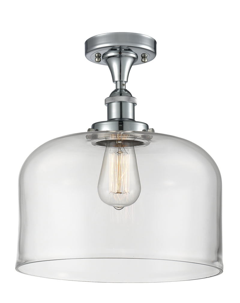 Bell Semi-Flush Mount shown in the Polished Chrome finish with a Clear shade