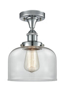 Bell Semi-Flush Mount shown in the Polished Chrome finish with a Clear shade