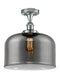 Bell Semi-Flush Mount shown in the Polished Chrome finish with a Plated Smoke shade