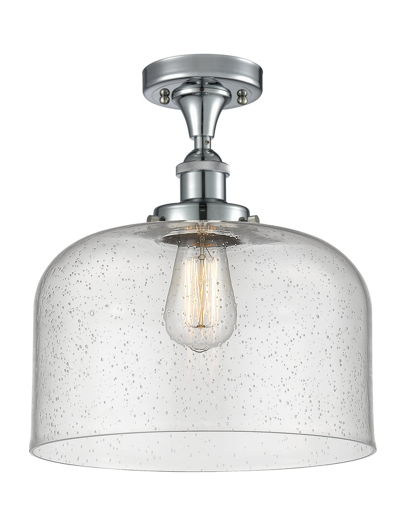 Bell Semi-Flush Mount shown in the Polished Chrome finish with a Seedy shade