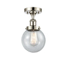 Beacon Semi-Flush Mount shown in the Polished Nickel finish with a Seedy shade