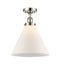 Cone Semi-Flush Mount shown in the Polished Nickel finish with a Matte White shade