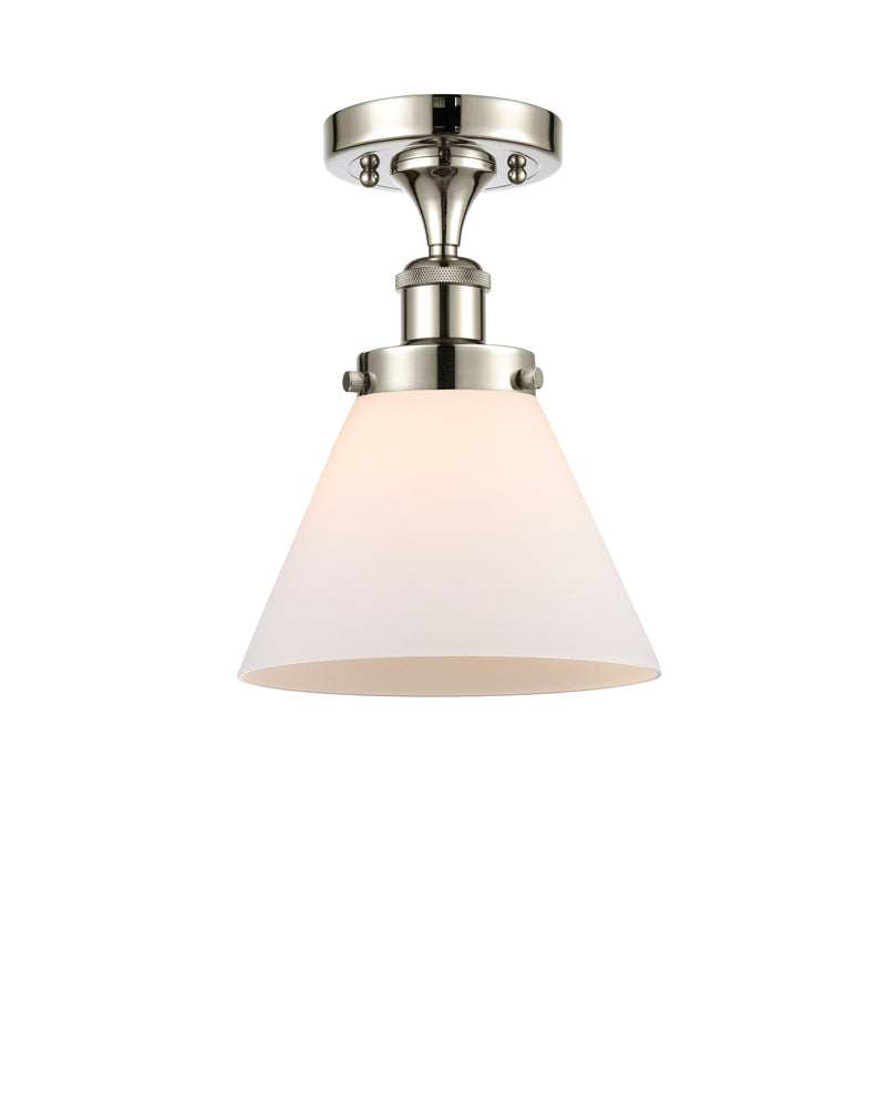 Cone Semi-Flush Mount shown in the Polished Nickel finish with a Matte White shade