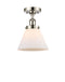 Cone Semi-Flush Mount shown in the Polished Nickel finish with a Matte White shade