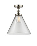 Cone Semi-Flush Mount shown in the Polished Nickel finish with a Clear shade