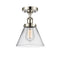 Cone Semi-Flush Mount shown in the Polished Nickel finish with a Clear shade