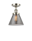 Cone Semi-Flush Mount shown in the Polished Nickel finish with a Plated Smoke shade