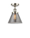 Cone Semi-Flush Mount shown in the Polished Nickel finish with a Plated Smoke shade