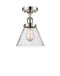 Cone Semi-Flush Mount shown in the Polished Nickel finish with a Seedy shade