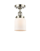 Bell Semi-Flush Mount shown in the Polished Nickel finish with a Matte White shade