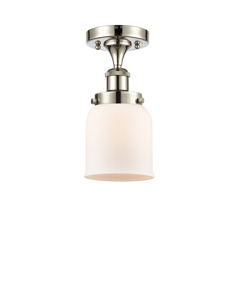 Bell Semi-Flush Mount shown in the Polished Nickel finish with a Matte White shade