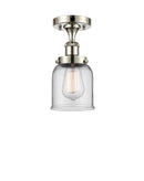 Bell Semi-Flush Mount shown in the Polished Nickel finish with a Clear shade