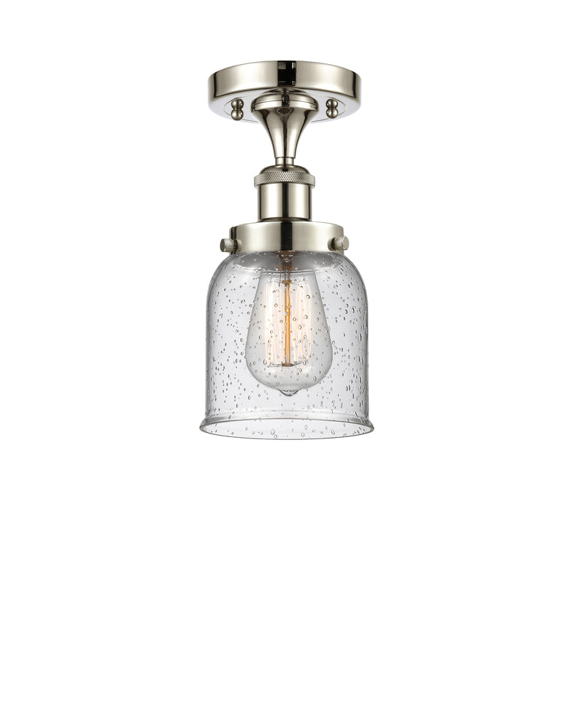 Bell Semi-Flush Mount shown in the Polished Nickel finish with a Seedy shade