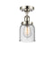 Bell Semi-Flush Mount shown in the Polished Nickel finish with a Seedy shade