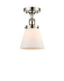 Cone Semi-Flush Mount shown in the Polished Nickel finish with a Matte White shade