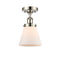 Cone Semi-Flush Mount shown in the Polished Nickel finish with a Matte White shade