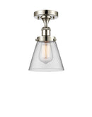 Cone Semi-Flush Mount shown in the Polished Nickel finish with a Clear shade