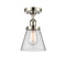 Cone Semi-Flush Mount shown in the Polished Nickel finish with a Clear shade