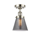 Cone Semi-Flush Mount shown in the Polished Nickel finish with a Plated Smoke shade