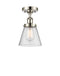 Cone Semi-Flush Mount shown in the Polished Nickel finish with a Seedy shade