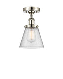 Cone Semi-Flush Mount shown in the Polished Nickel finish with a Seedy shade