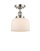 Bell Semi-Flush Mount shown in the Polished Nickel finish with a Matte White shade