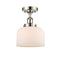 Bell Semi-Flush Mount shown in the Polished Nickel finish with a Matte White shade