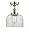 Bell Semi-Flush Mount shown in the Polished Nickel finish with a Clear shade