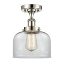 Bell Semi-Flush Mount shown in the Polished Nickel finish with a Clear shade