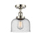 Bell Semi-Flush Mount shown in the Polished Nickel finish with a Seedy shade