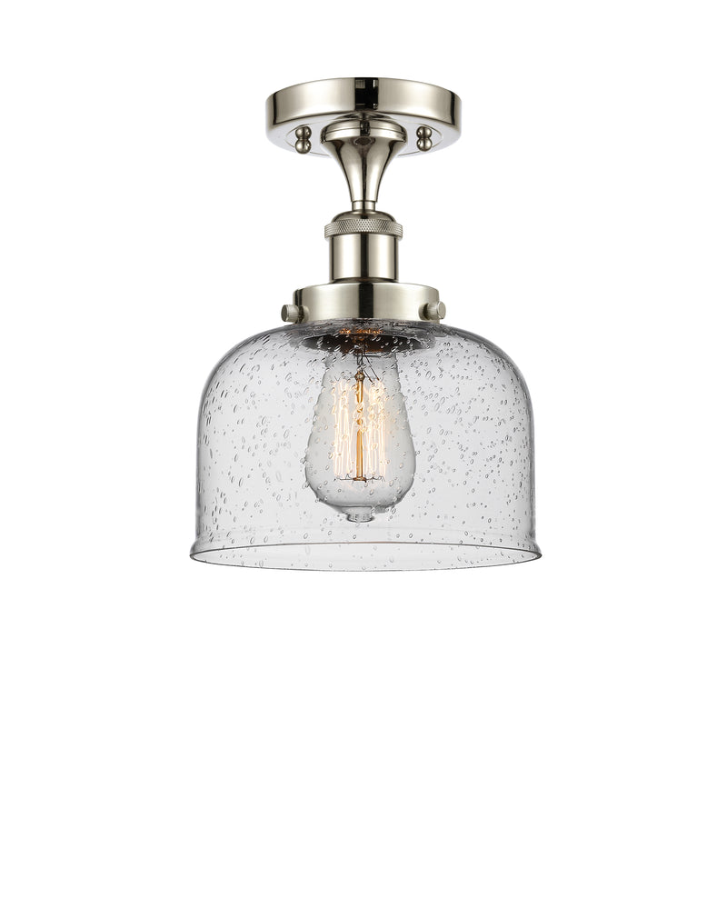 Bell Semi-Flush Mount shown in the Polished Nickel finish with a Seedy shade