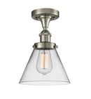 Cone Semi-Flush Mount shown in the Brushed Satin Nickel finish with a Clear shade