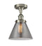 Cone Semi-Flush Mount shown in the Brushed Satin Nickel finish with a Plated Smoke shade