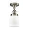 Bell Semi-Flush Mount shown in the Brushed Satin Nickel finish with a Matte White shade