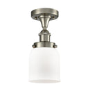 Bell Flush Mount shown in the Brushed Satin Nickel finish with a Matte White shade