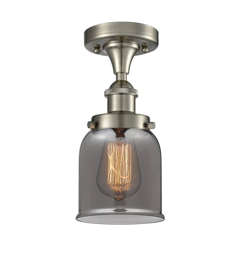 Bell Semi-Flush Mount shown in the Brushed Satin Nickel finish with a Plated Smoke shade