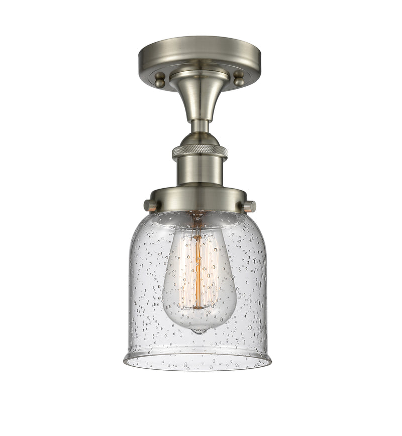 Bell Semi-Flush Mount shown in the Brushed Satin Nickel finish with a Seedy shade