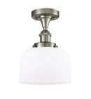 Bell Semi-Flush Mount shown in the Brushed Satin Nickel finish with a Matte White shade