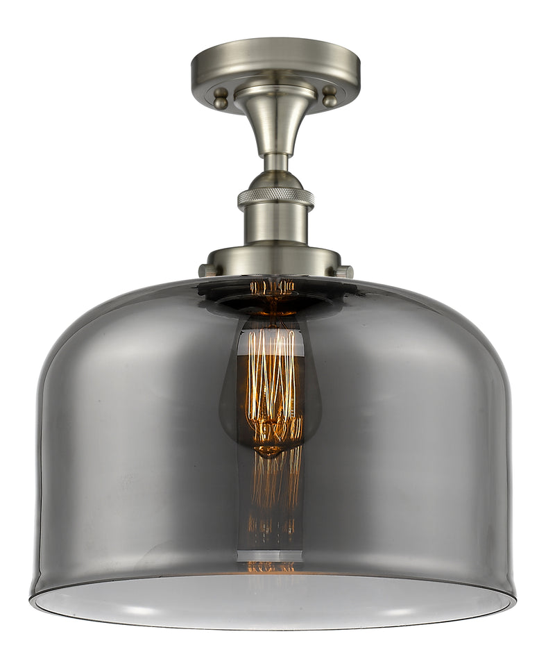 Bell Semi-Flush Mount shown in the Brushed Satin Nickel finish with a Plated Smoke shade