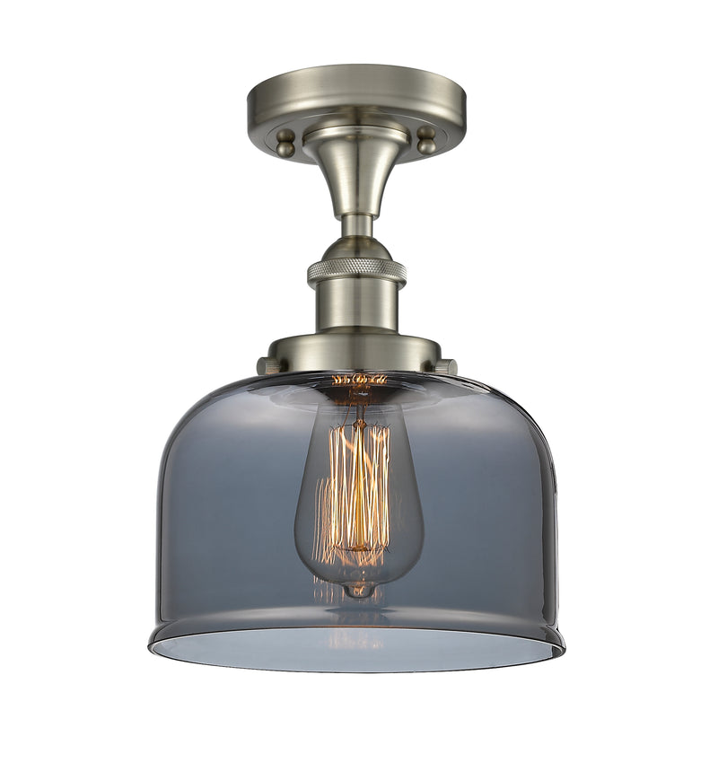 Bell Semi-Flush Mount shown in the Brushed Satin Nickel finish with a Plated Smoke shade